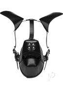 Master Series Pup Puppy Play Hood + Breathable Ball Gag - Black
