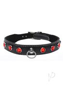 Master Series Fierce Vixen Leather Collar With Rhinestones - Red
