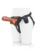 Pegasus Remote Control Realistic Silicone Dildo With Balls And Harness 8in - Chocolate