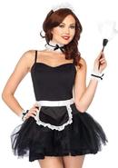 Leg Avenue French Maid Kit, Apron, Neck Piece, Wrist Cuffs, And Headband (4 Piece) - O/s - Black/white